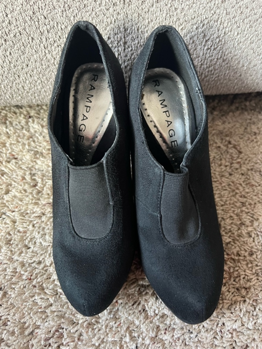 Rampage Black Suede Slip-On Ankle Booties